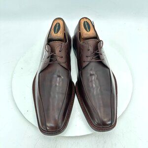 Salvatore Ferragamo Men Size 8.5 2E Brown Leather Bicycle Toe Derby Dress Shoes